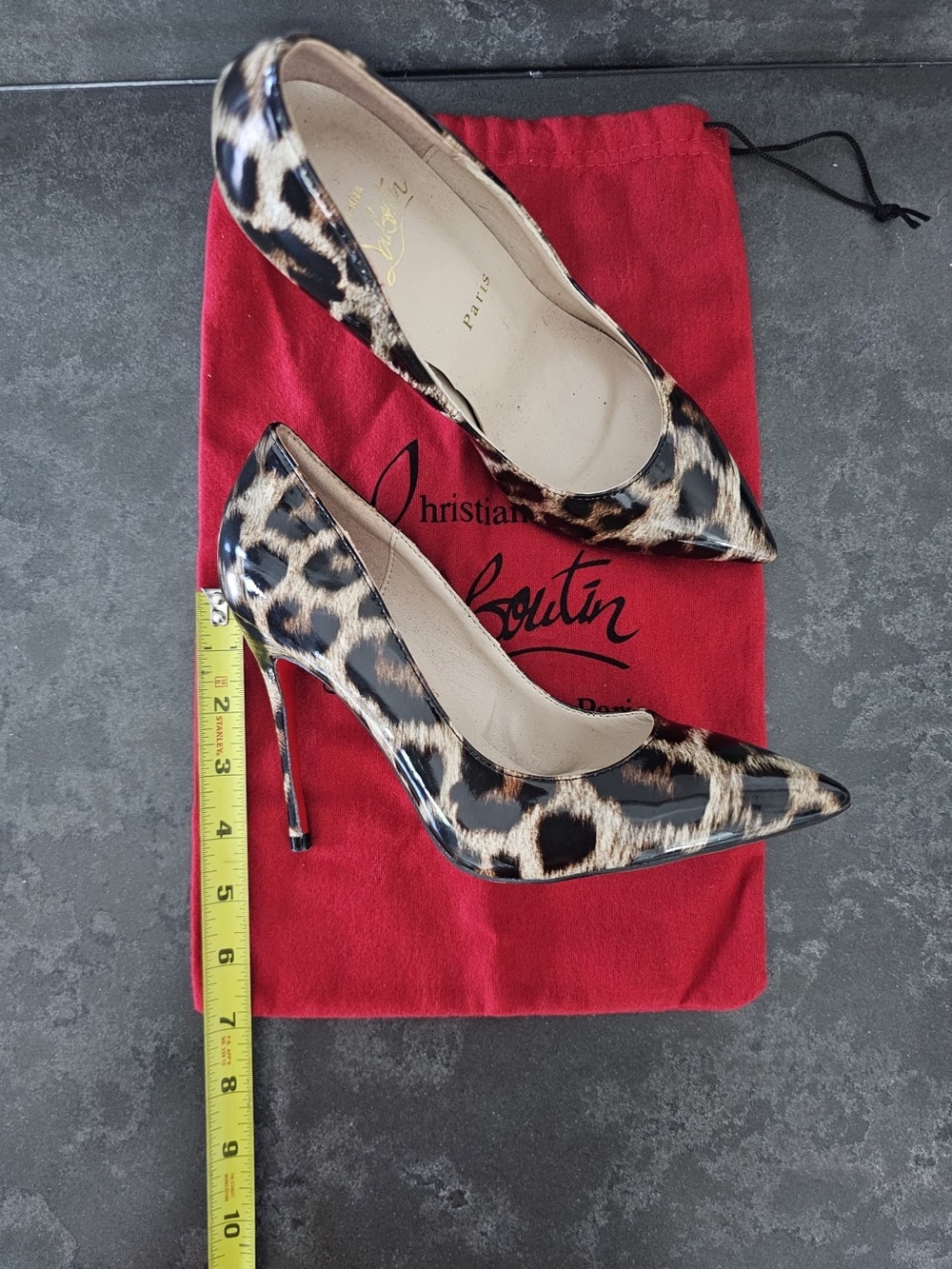 Christian Louboutin Leopard-Print Patent Pointed-Toe Pumps 38EU 8US - Picture 6 of 6